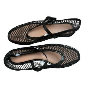 A NEW DAY Issa Mary Jane Ballet Flats Jet Black 7.5